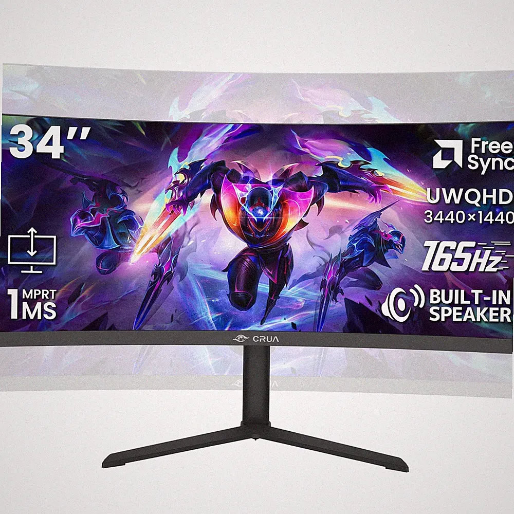34 Curved Gaming Monitor 3440x1440 165Hz WQHD UltraWide CRUA CR340QA Adjustable