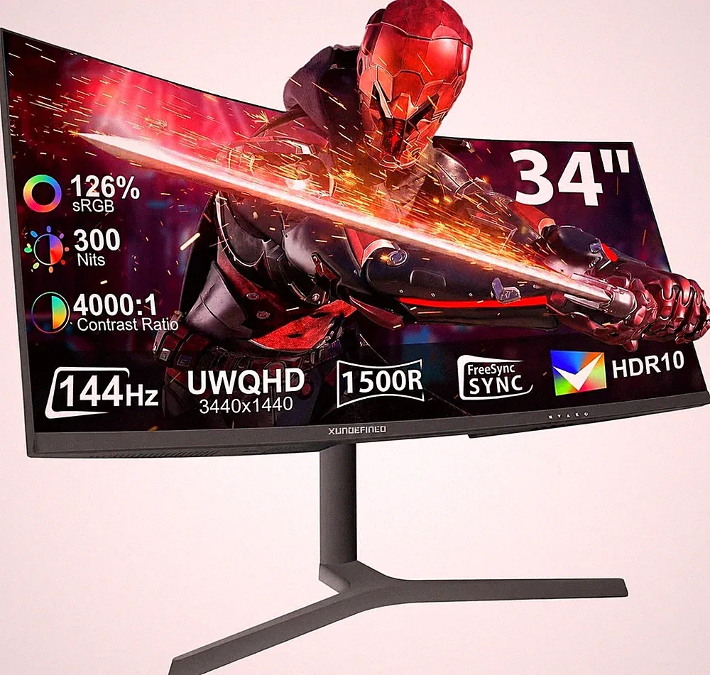 34" Curved Monitor 180Hz UWQHD 3440X1440P Ultrawide Gaming Monitor 1500R Speaker