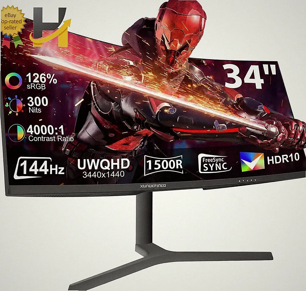 34" Curved Monitor 180Hz UWQHD 3440X1440P Ultrawide Gaming Monitor 1500R Speaker