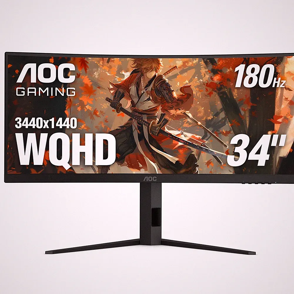 34" Curved Ultrawide Gaming Monitor, UWQHD 3440x1440 Frameless Display