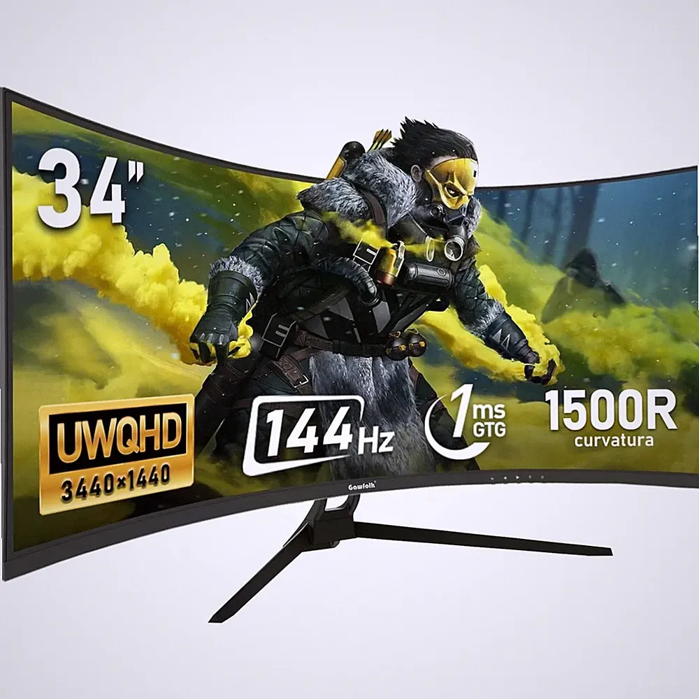 34 Inch 144Hz Curved Gaming Monitor 3440x1440, Adaptive Sync