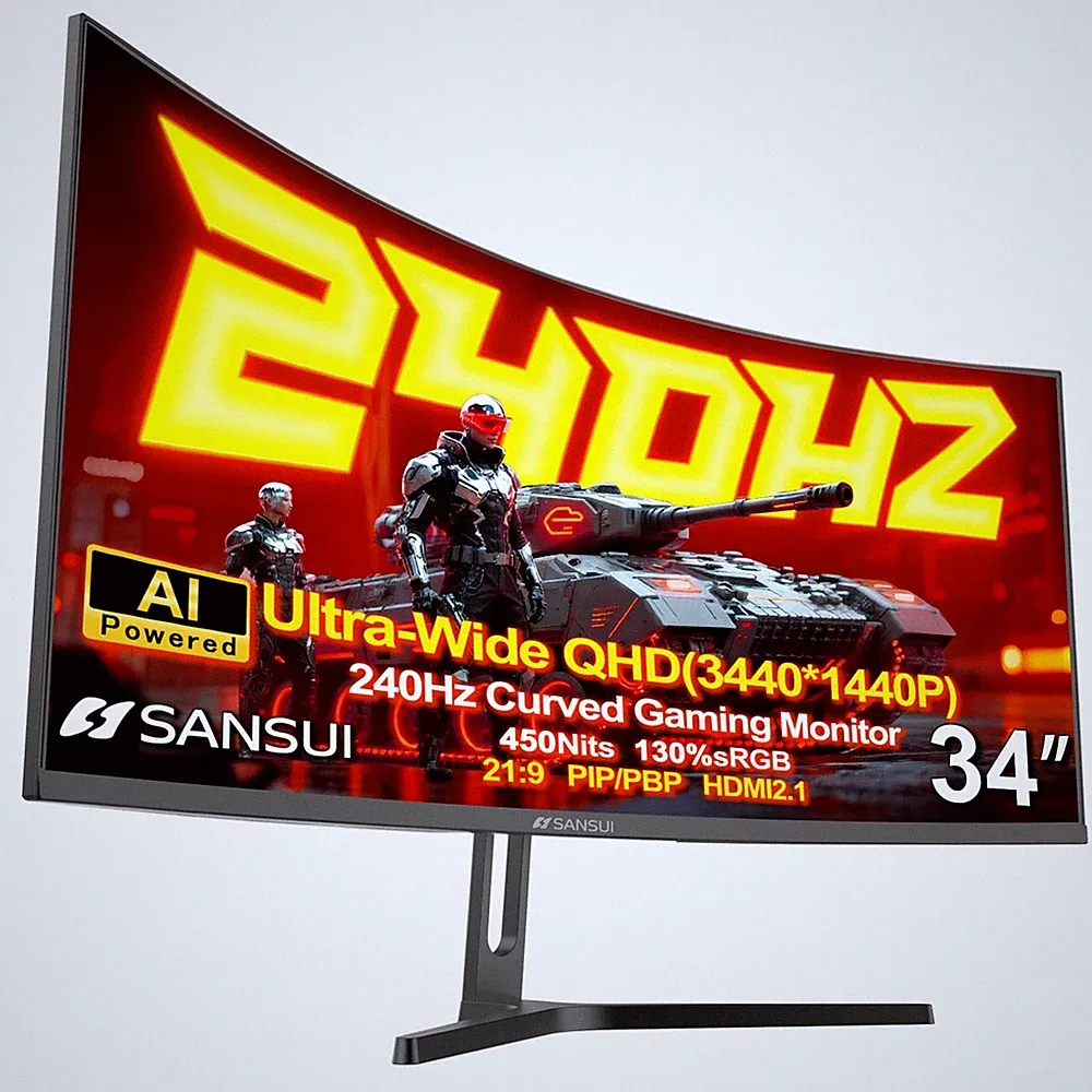 34 Inch 240Hz Ultrawide Curved Gaming Monitor UWQHD 3440×1440, 21:9 2K Curved...
