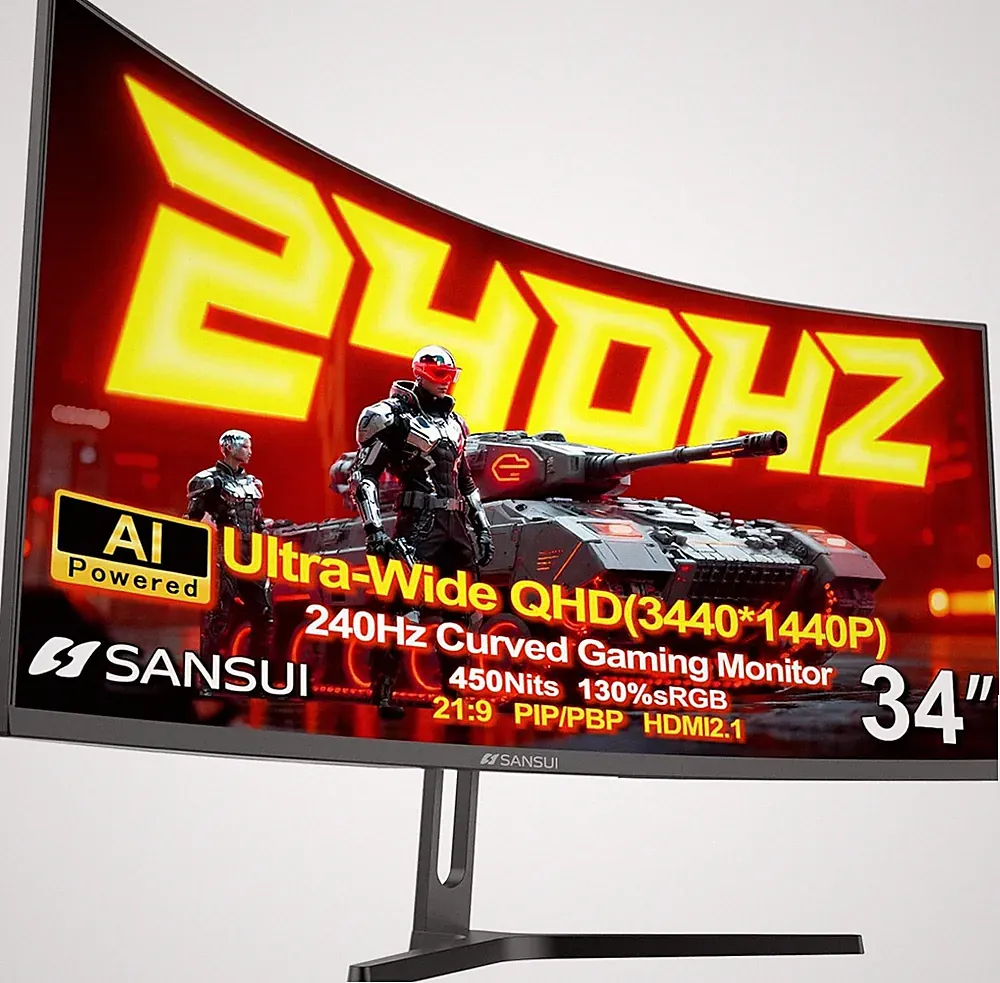 34 Inch 240Hz Ultrawide Curved Gaming Monitor UWQHD 3440×1440, 21:9 2K Curved Mo