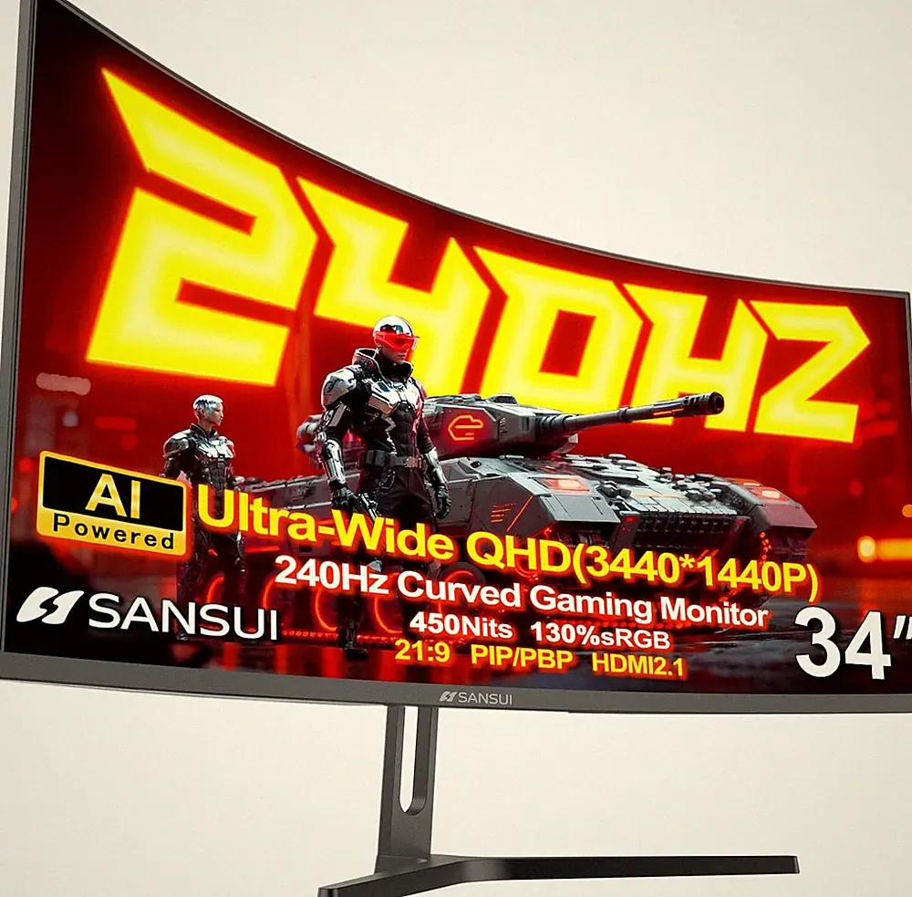 34 Inch 240Hz Ultrawide Curved Gaming Monitor UWQHD 3440×1440, 21:9 2K Curved Mo