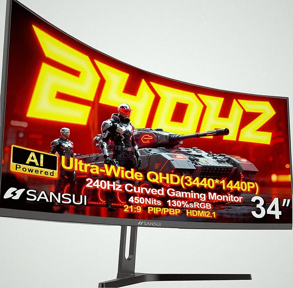 34 Inch 240Hz Ultrawide Curved Gaming Monitor UWQHD 3440×1440, 21:9 2K Curved Mo