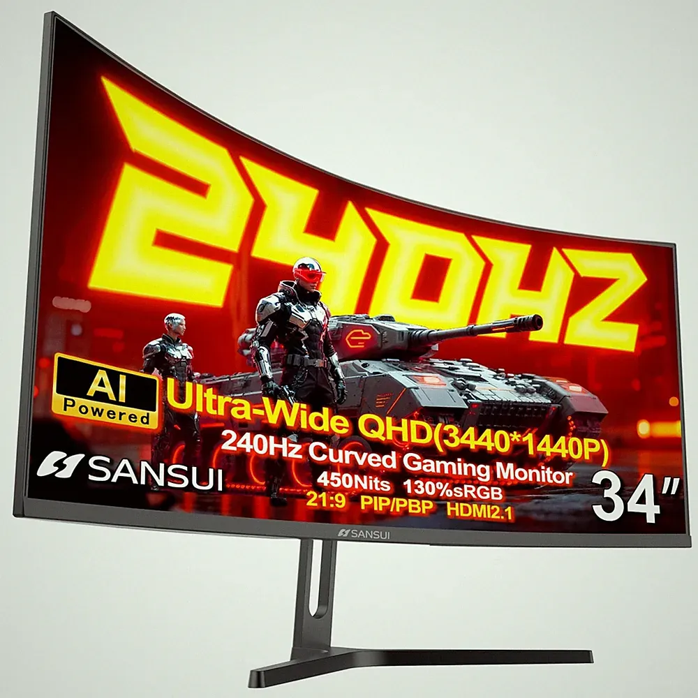 "34-Inch 240Hz Ultrawide Curved Gaming Monitor UWQHD 3440x1440, HDR400, 1ms"