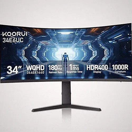 34 Inch Curved 1440P 180Hz FreeSync Gaming Monitor 1ms HDR400 DP HDMI