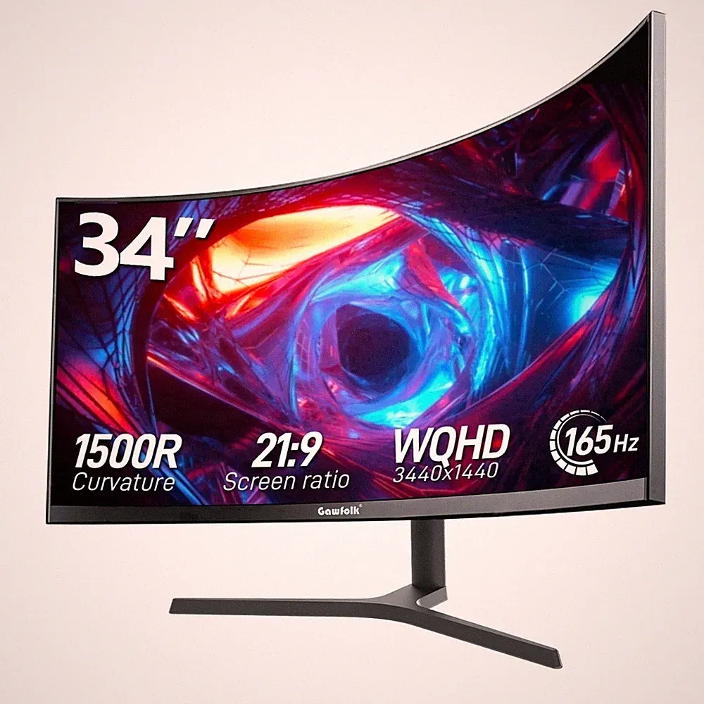34 Inch Curved Gaming Monitor 165Hz Ultrawide, WQHD 3440X1440, Screen PC Compute
