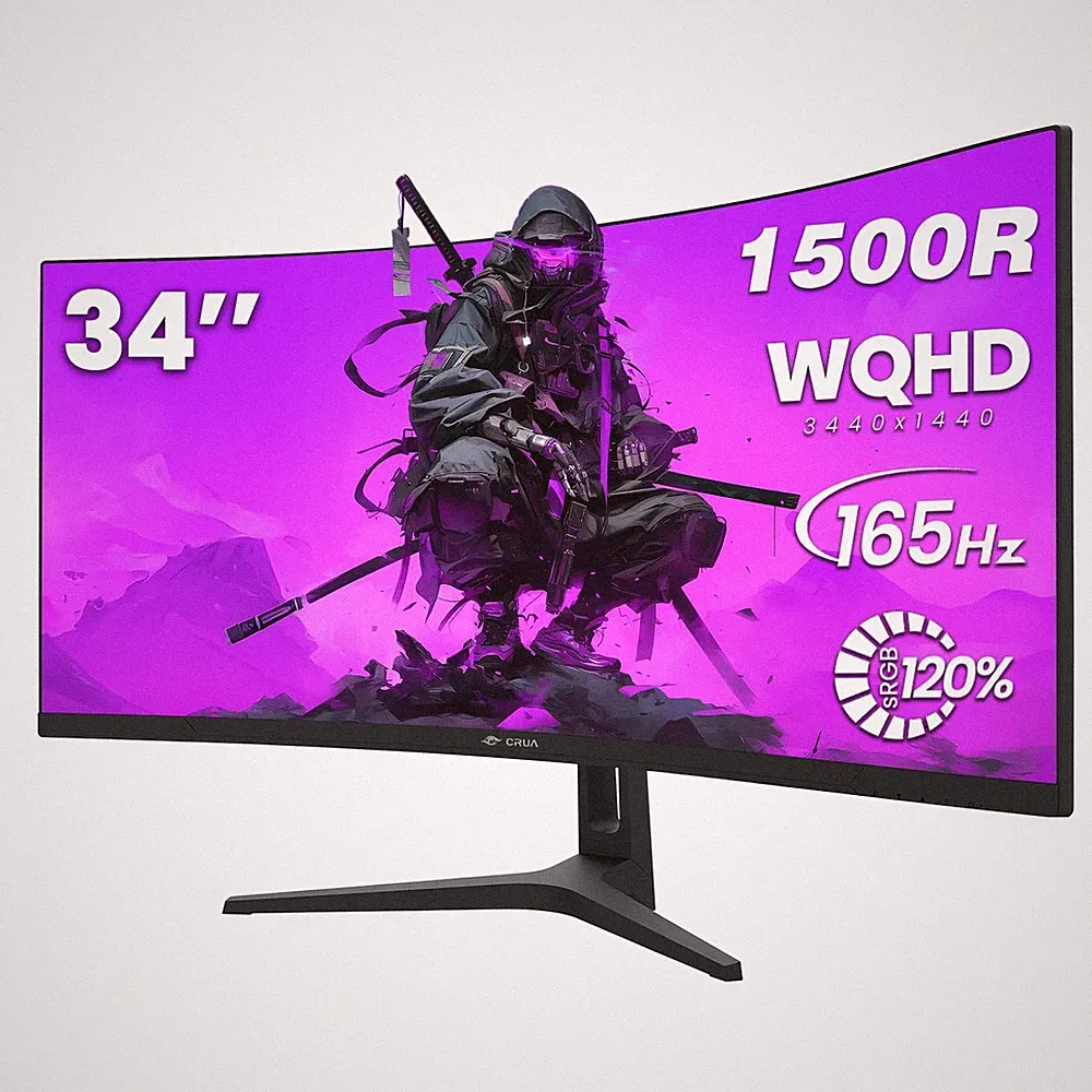 34 Inch Curved Gaming Monitor, 21:9 WQHD 3440x1440 165Hz/144Hz 1500R Ultrawid...