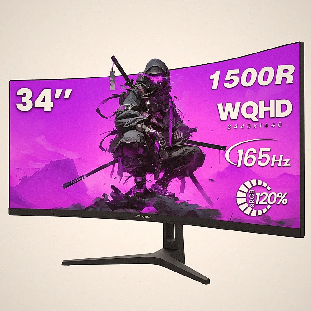 34 Inch Curved Gaming Monitor, 21:9 WQHD 3440x1440 165Hz/144Hz 1500R Ultrawide C