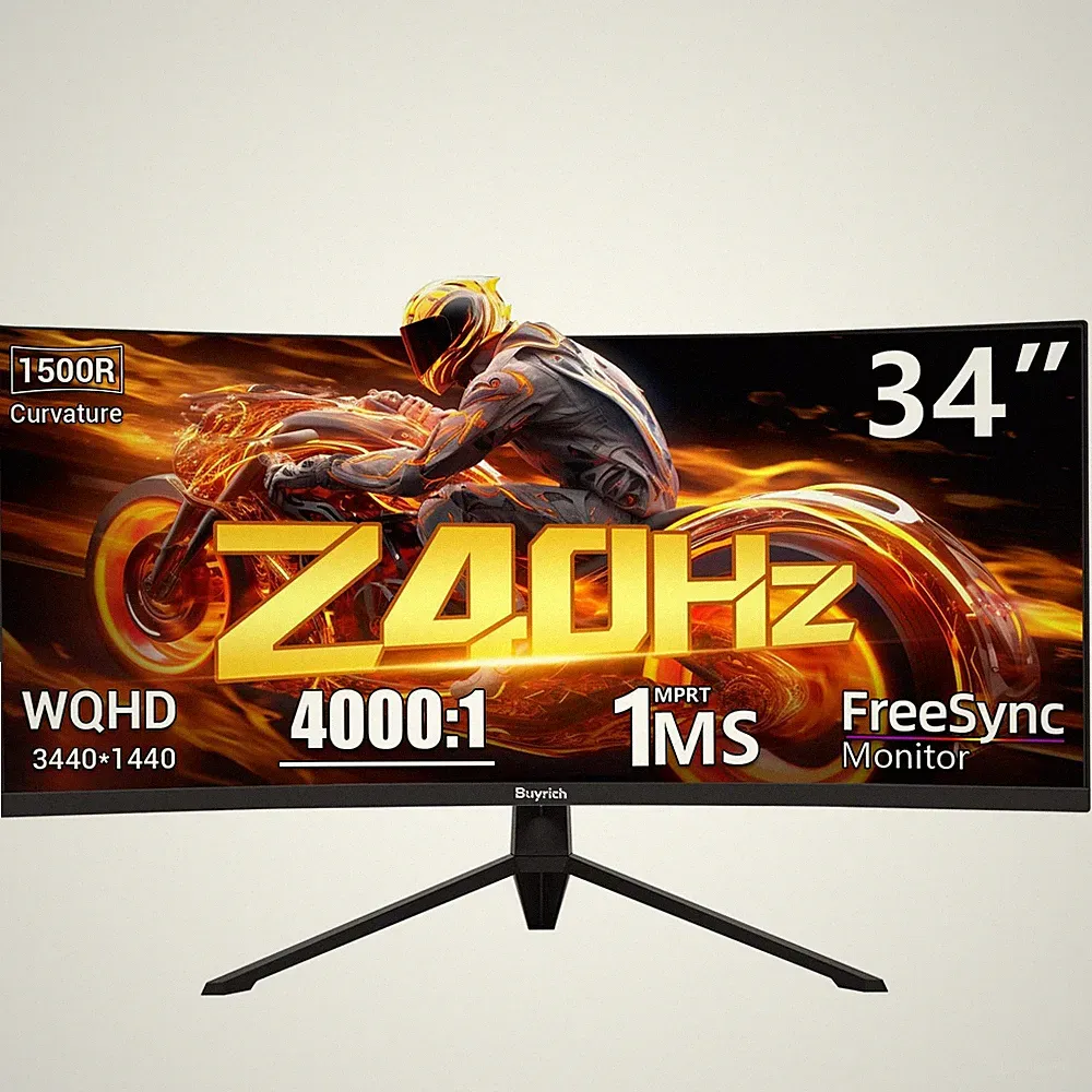 34 Inch Curved Gaming Monitor, 240Hz Refresh Rate, UWQHD (3440x1440), 1500R,...