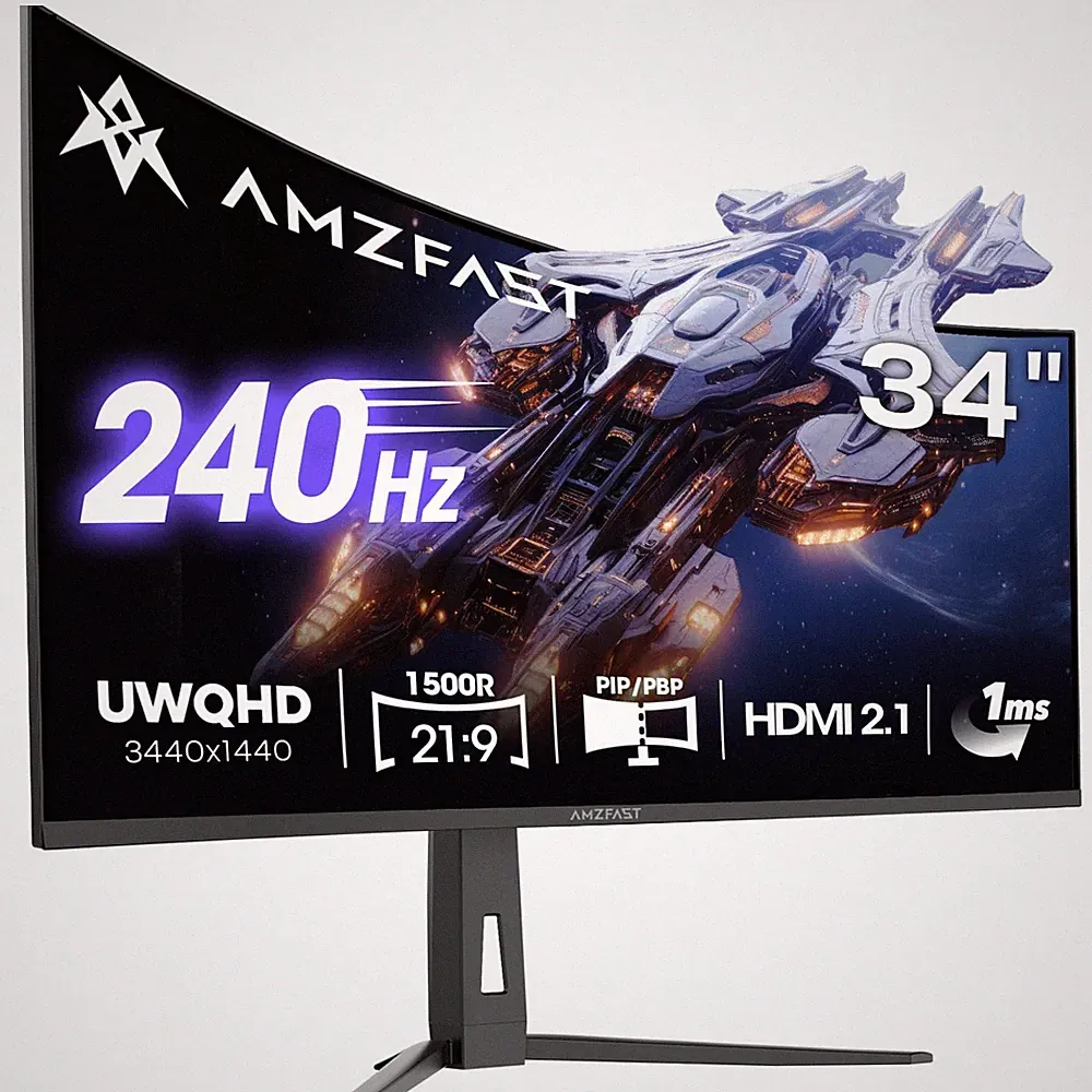 34 Inch Curved Gaming Monitor 3440x1440 240Hz G SYNC AMZG34C8 Pro Adjustable