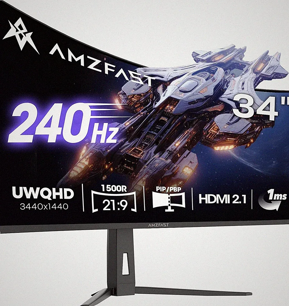 34 Inch Curved Monitor 240Hz UWQHD (3440X1440) Gaming Monitor, 1Ms G-SYNC Compat