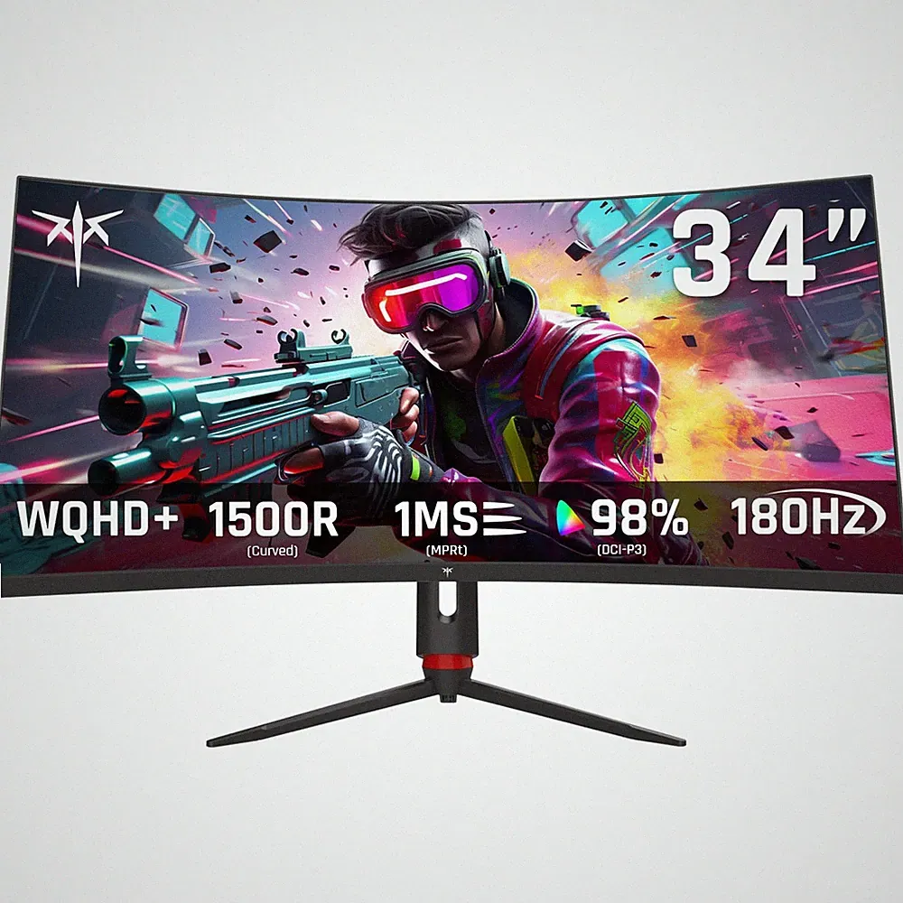 34 Inch Curved Ultrawide Gaming Monitor 3440x1440 180Hz 1ms KTC H34S18S WQHD