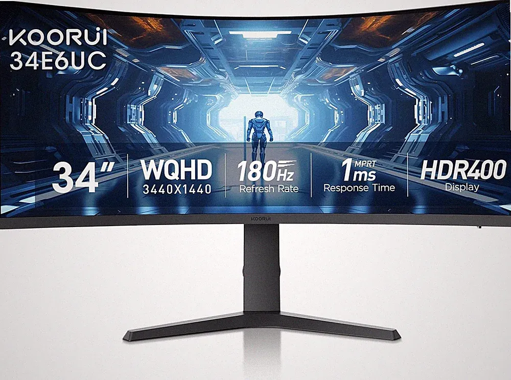 34-Inch Curved Ultrawide WQHD 3440×1440 Gaming Monitor, 180Hz 1000R- PIP/PBP, 1M