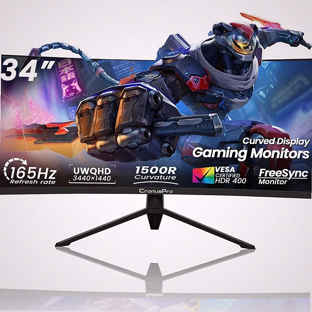 34 inch Gaming Monitor, UWQHD 3440*1440, 165Hz, 1ms MPRT, AMD FreeSync Prem...