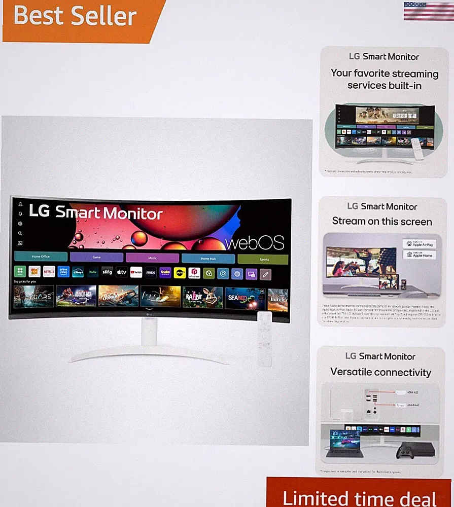 34-inch QHD 3440x1440 Curved Smart Monitor with Streaming, UltraWide Screen,...