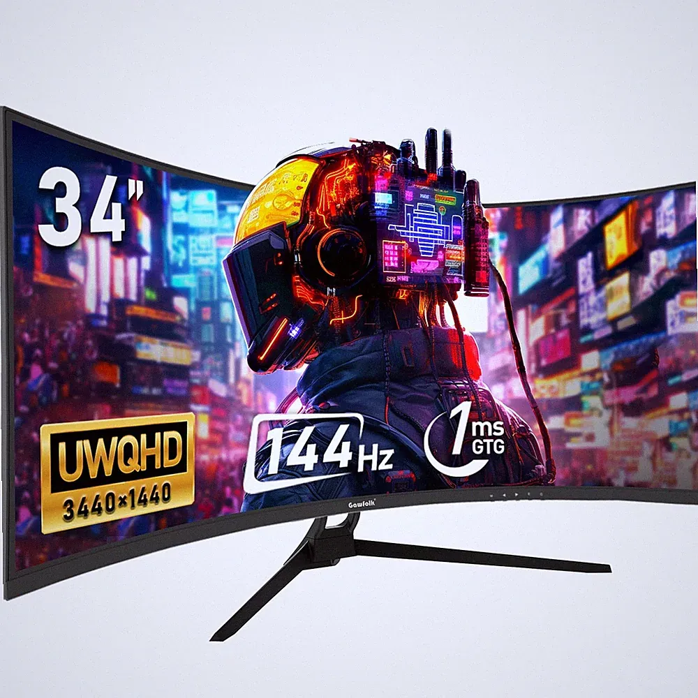 34 Inch Ultrawide Curved 144Hz Gaming Computer Monitor 1500R PC Screen 21:9 U...