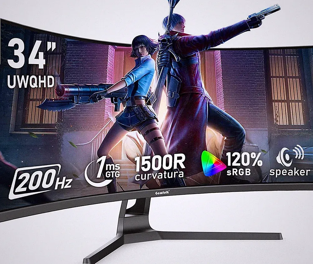 34 Inch Ultrawide Curved 200Hz Gaming Computer Monitor,1500R PC Screen 21:9 U...