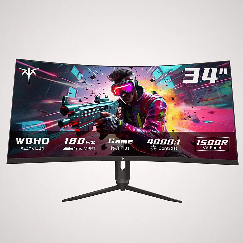 34 Inch Ultrawide Monitor, 180Hz WQHD 3440X1440 Curved Gaming Monitor, 1500R PC