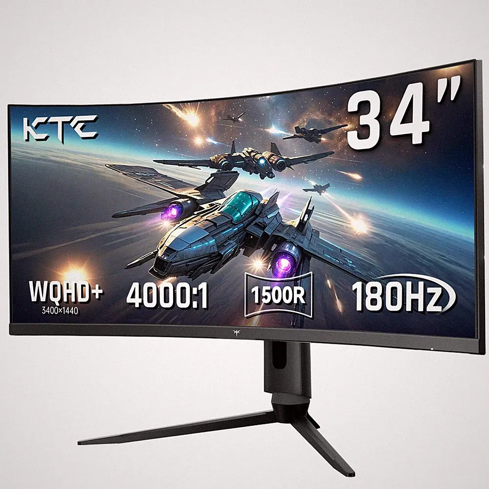 34 Inch Ultrawide Monitor, 180Hz WQHD 3440X1440 Curved Gaming Monitor, 1500R PC