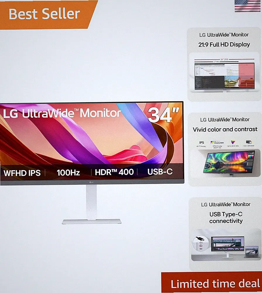 34-inch UltraWide WFHD 2560 x 1080 IPS Wide Computer Monitor, 100Hz, VESA Dis...