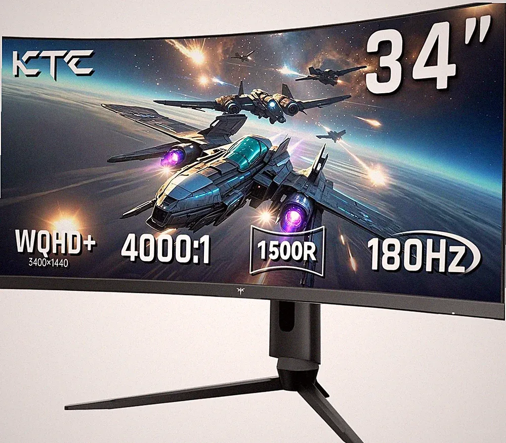 34" Ultrawide Curved Gaming Monitor, 180Hz WQHD 3440x1440, 1500R