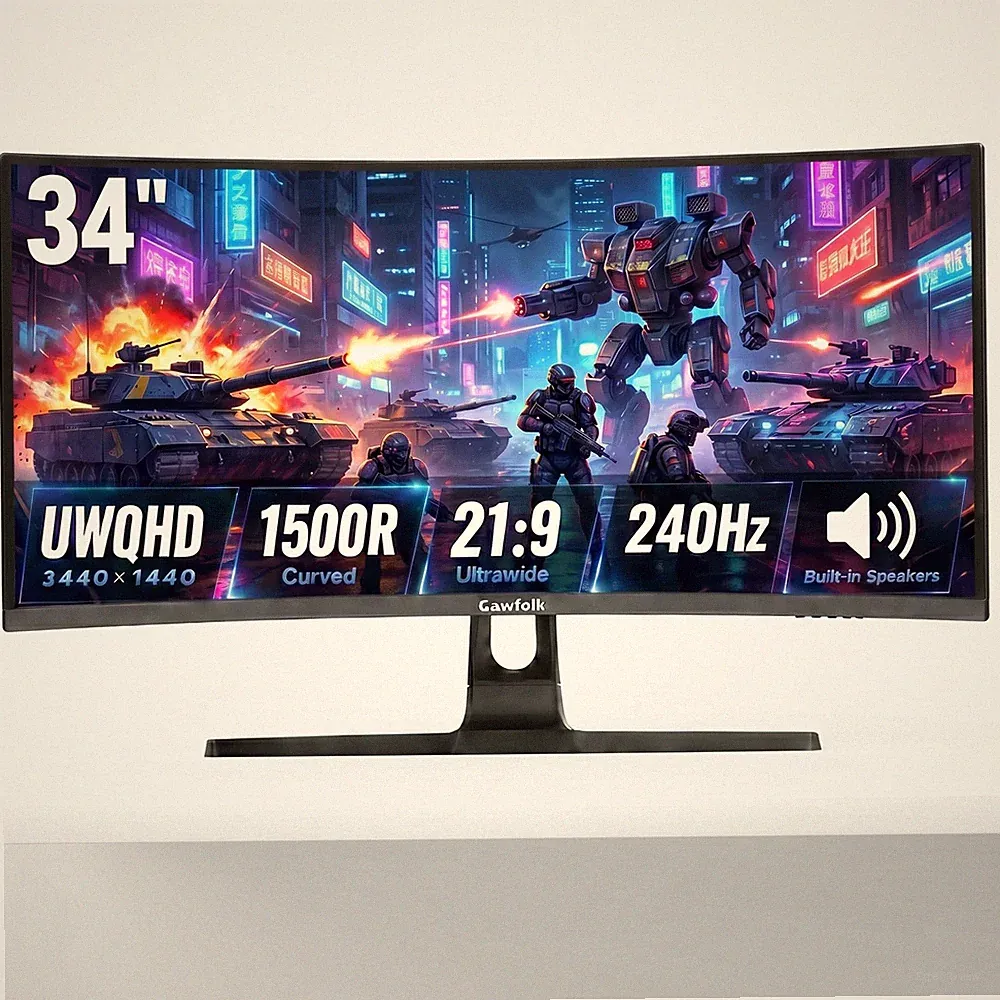 34 Ultrawide Gaming Monitor 3440x1440 240Hz Curved 1500R GF270G Adjustable Inch