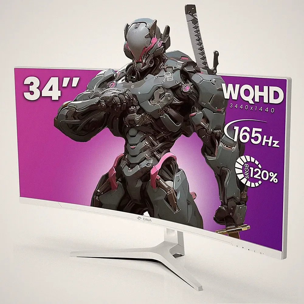 34'' White Gaming Monitor 165Hz/144Hz 21:9 1500R Ultrawide Curved Monitor