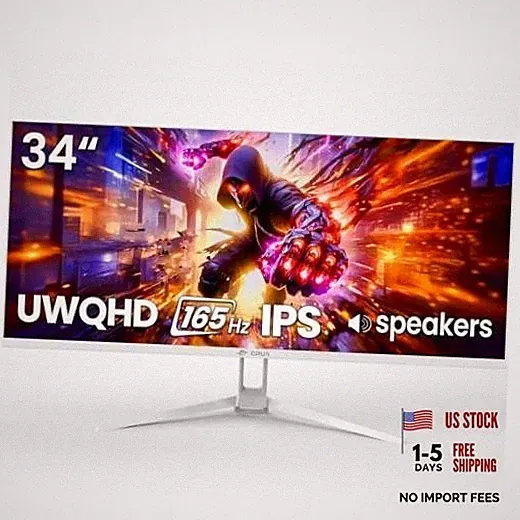 34'' White Gaming Monitor, 165HZ/144HZ, WQHD(3440x1440P) IPS 34Inch-White