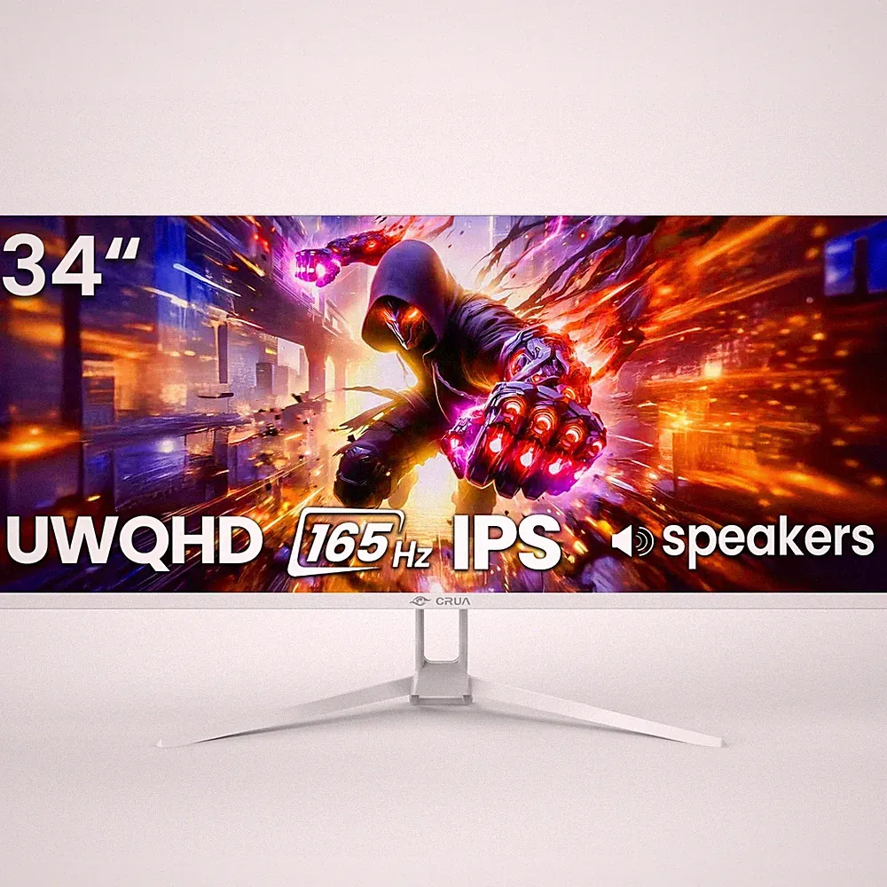 34'' White Gaming Monitor, 165HZ/144HZ, WQHD(3440x1440P) IPS UltraWide Screen...