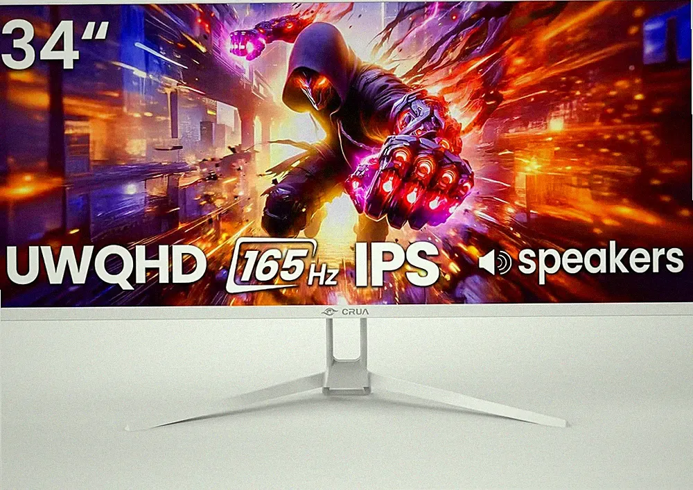 34'' White Gaming Monitor, 165HZ/144HZ, Wqhd(3440X1440P) IPS Ultrawide Screen Co