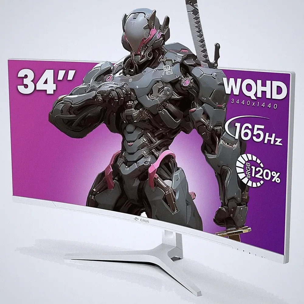 34" White Monitor 1500R Curved Gaming Display 165Hz/144Hz