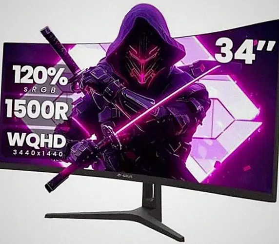 34" WQHD 165Hz Ultrawide Curved Gaming Monitor, 1500R, FreeSync, 34Inch-Black