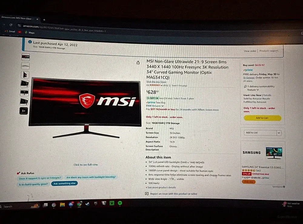 34in Curved Gaming Monitor