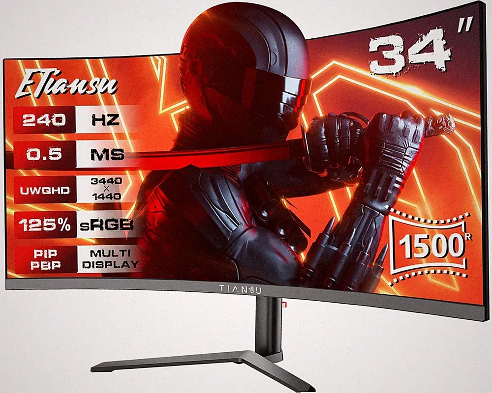 34Inch UWQHD Curved Gaming Monitor,1500R 240Hz Ultrawide Monitor,PIP/PBP,0.5m...