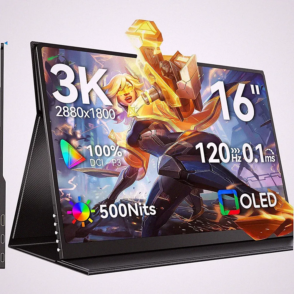 3K OLED Gaming Monitor UPERFECT 16" 120Hz 0.1ms 500nit Portable