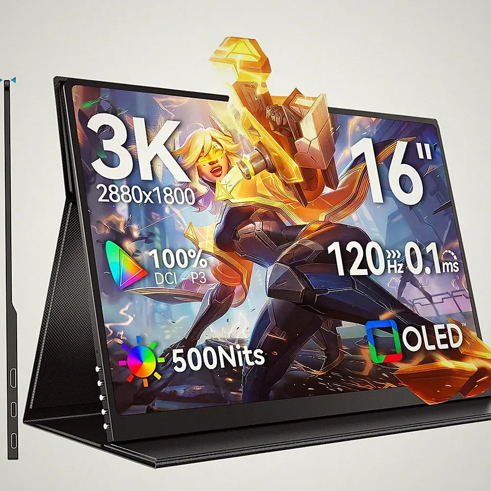 3K OLED Gaming Monitor UPERFECT 16" 120Hz 0.1ms 500nit Portable
