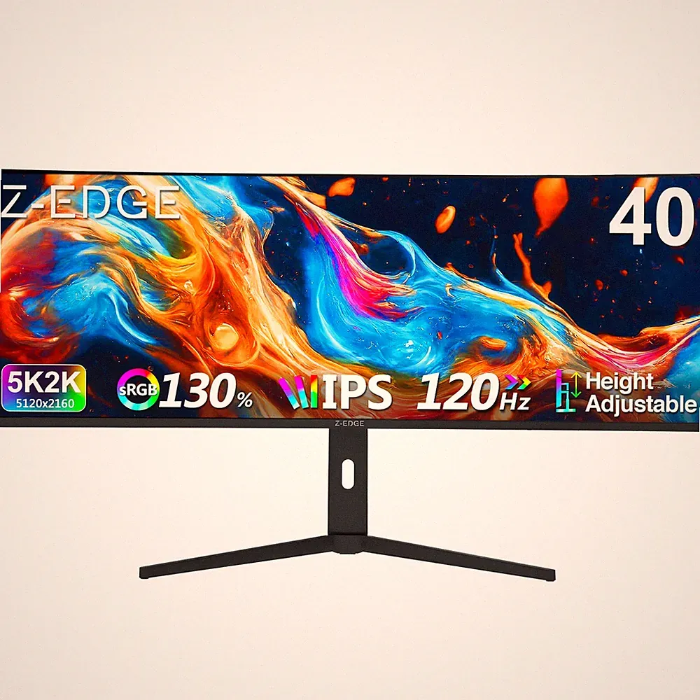 40" 5K 5120x2160 Ultra Wide 120Hz 1ms IPS Curved Gaming Monitor, Adjustable Base