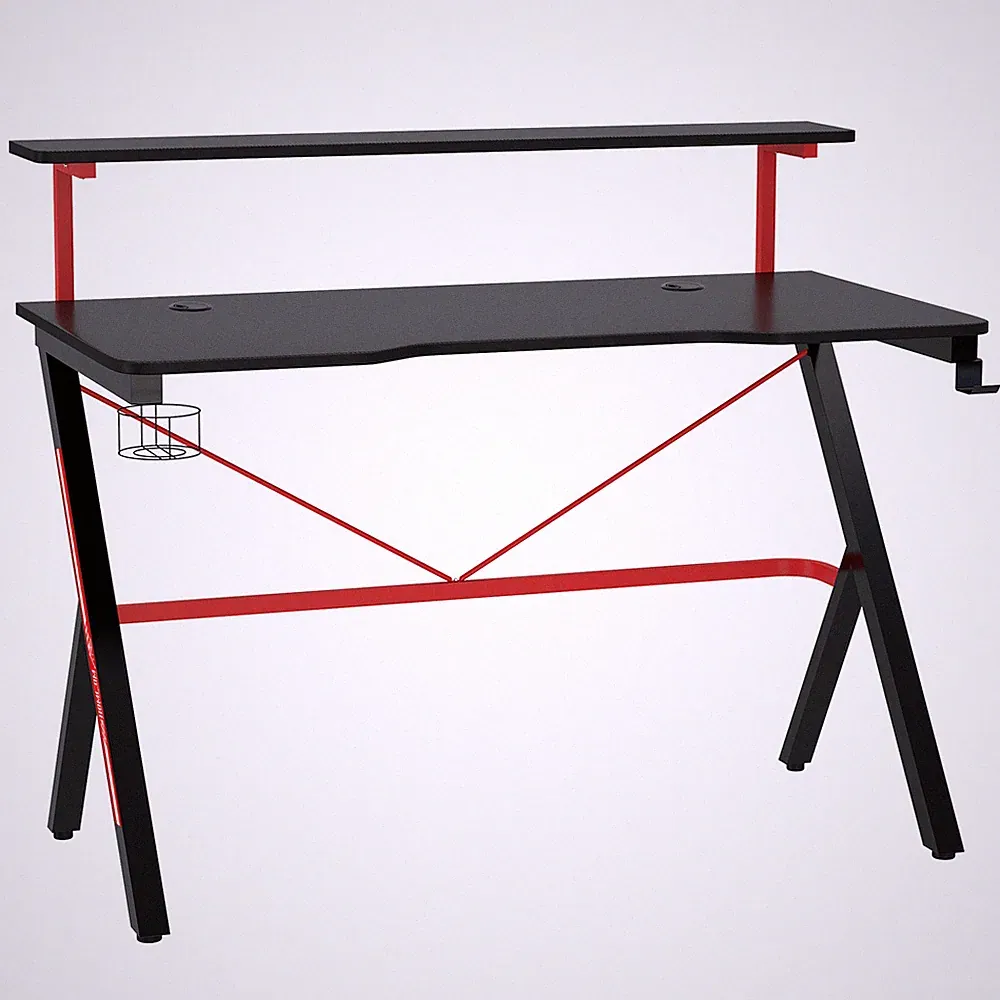 47 In Gaming Desk Racing Computer Home Office Workstation Elevated Monitor Shelf
