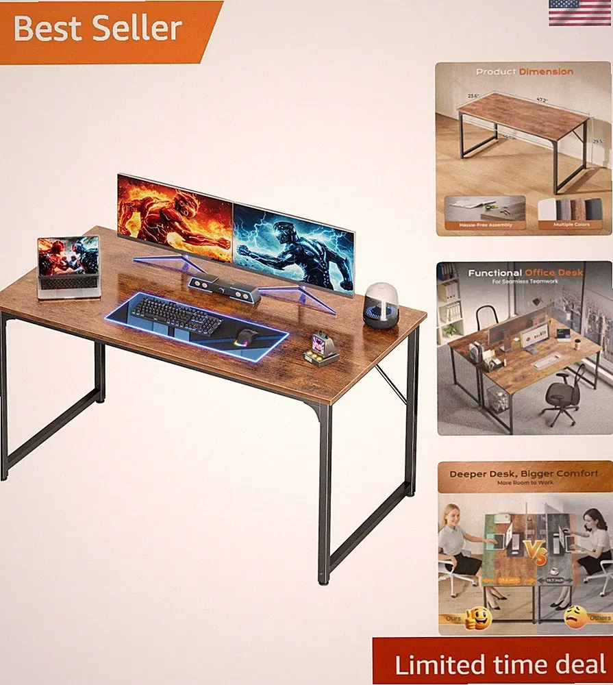 47 X 24 Inch Computer Desk with Deeper Desktop, Gaming Office Writing Work De...