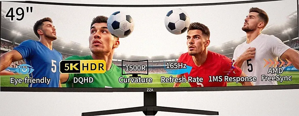 49" Curved Gaming Monitor | 5120X1440 Dual QHD, 165Hz/144Hz, 1500R, 32:9 Ultra-W
