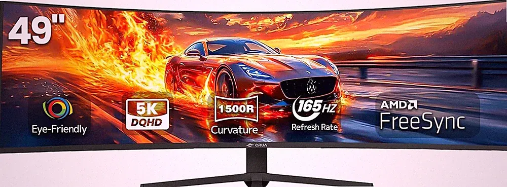 49" Curved Gaming Monitor | DQHD(5120 * 1440), 144Hz/165Hz, 1500R, 32:9, AMD Fre