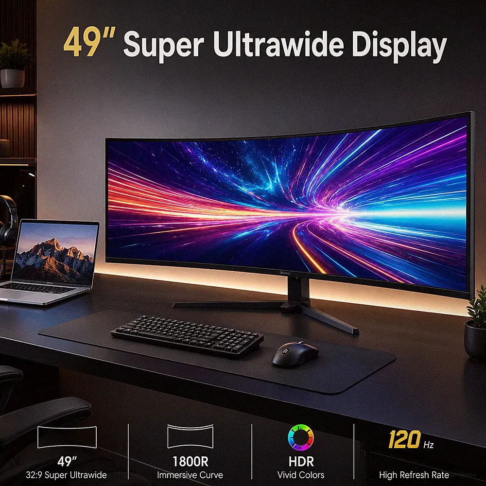 49” Curved Ultrawide Gaming Monitor 32:9 5120x1440 144Hz RGB