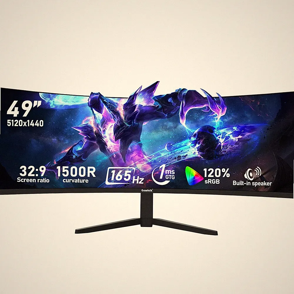 49 Inch Ultra Wide Curved Gaming Monitor 100x100mm165Hz Black GF490F Gawfolk