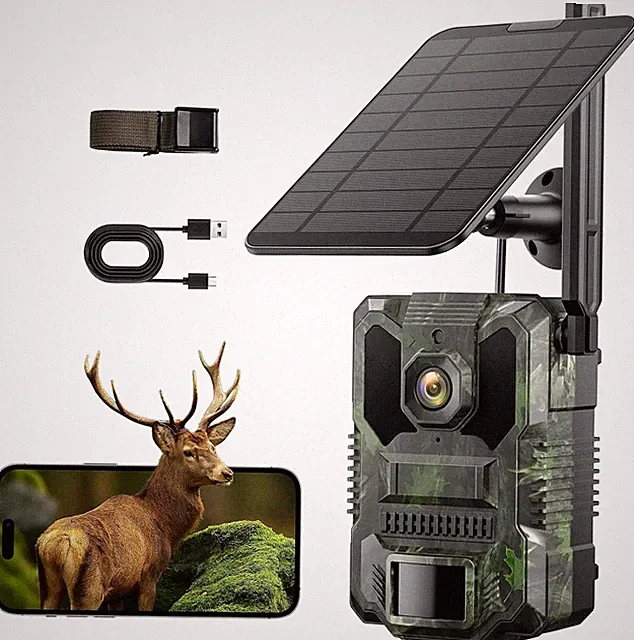 4G LTE Cellular Trail Camera Solar Game Camera 2.5K 32MP Hunting Camera with 4 A