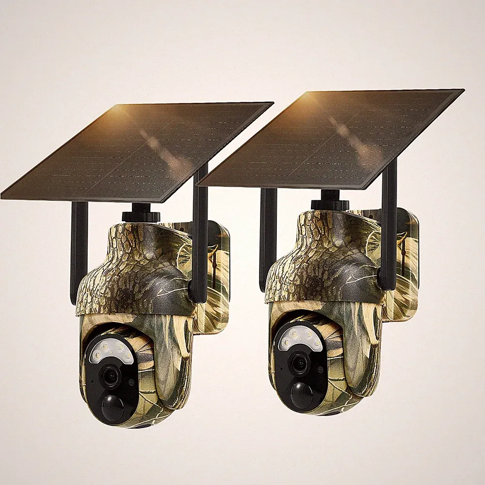 4G LTE Trail Camera 2 Pack with Built-in SIM Card Solar Powered Wireless Game