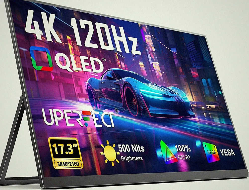 4K 120Hz Portable QLED Monitor 17.3" | 0.1ms Gaming | USB-C & HDMI