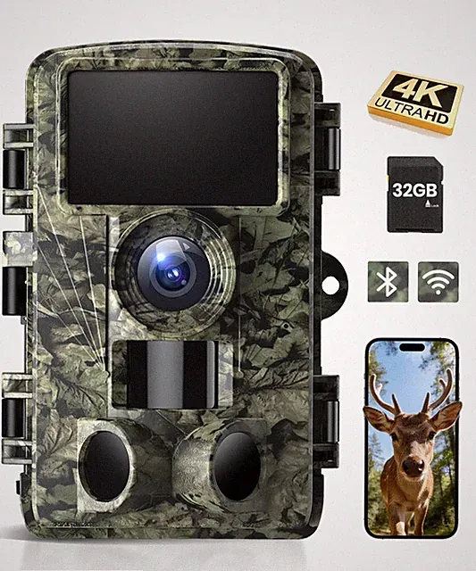 4K 48MP WiFi Trail Camera with Bluetooth App, Night Vision Game Camera, 0.05s...
