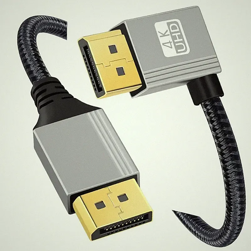 4K DisplayPort Cable 90° Angle DP 1.2 4K@60Hz 144Hz Gaming Monitor Cord 1-5m